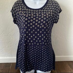 B.L.E.U. Navy Polka Dot Women's Top Size PM